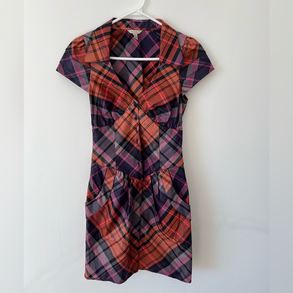Ted Baker Chintz Finish Check Shirt Dress Side Pockets - Picture 1 of 4